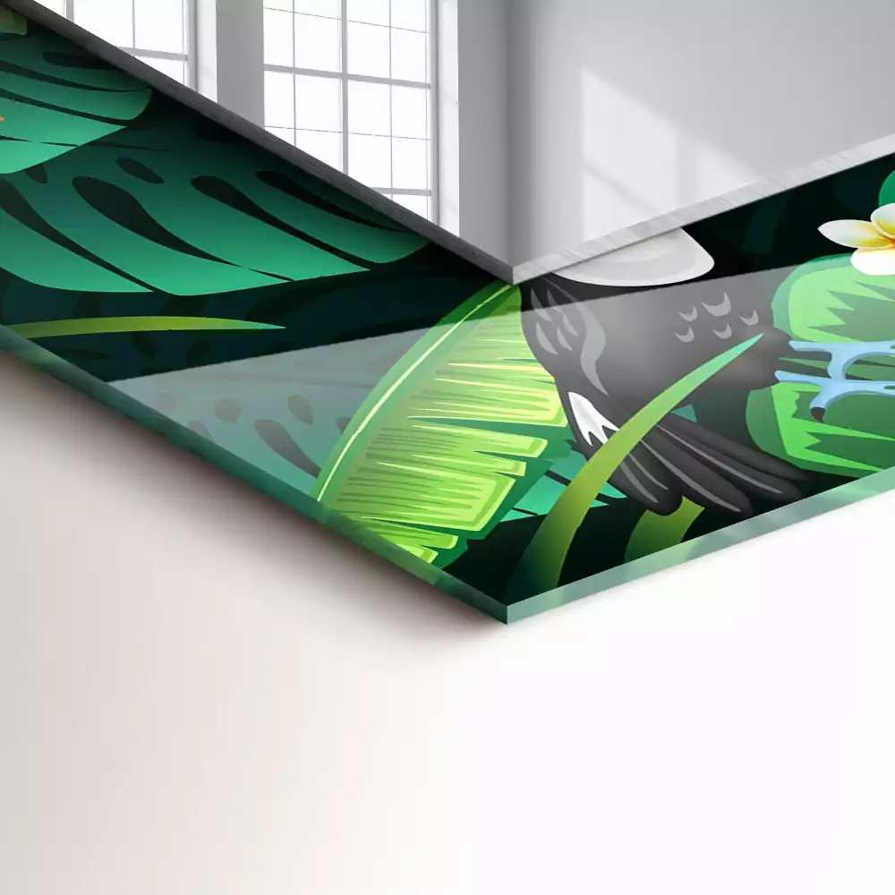 Decorațiuni perete cu oglindă Tucani frunze junglă