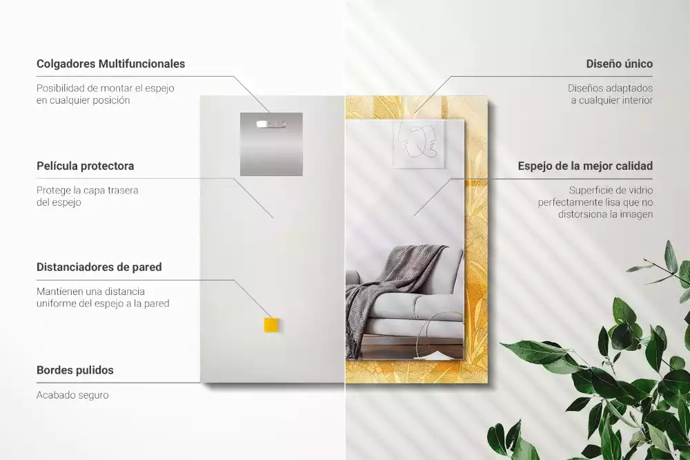 Oglindă imprimată Model frunze portocalii