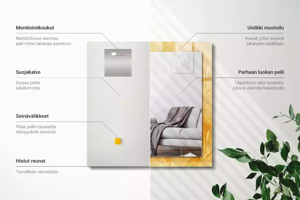 Oglindă imprimată Model frunze portocalii