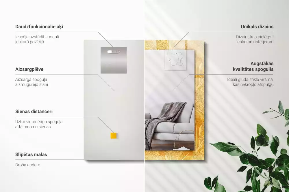 Oglindă imprimată Model frunze portocalii