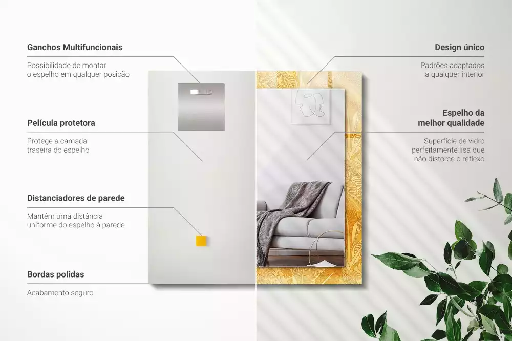 Oglindă imprimată Model frunze portocalii