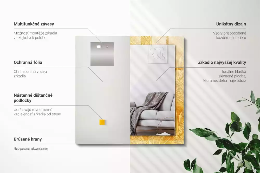 Oglindă imprimată Model frunze portocalii