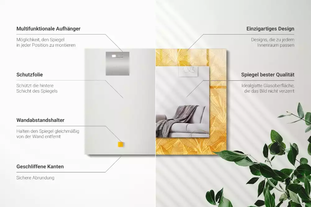 Oglindă imprimată Model frunze portocalii