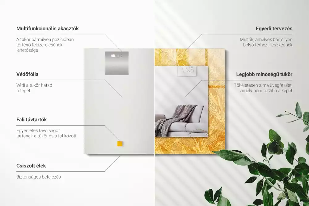 Oglindă imprimată Model frunze portocalii