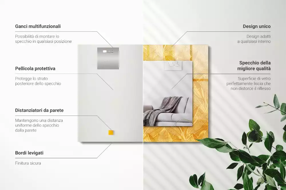 Oglindă imprimată Model frunze portocalii