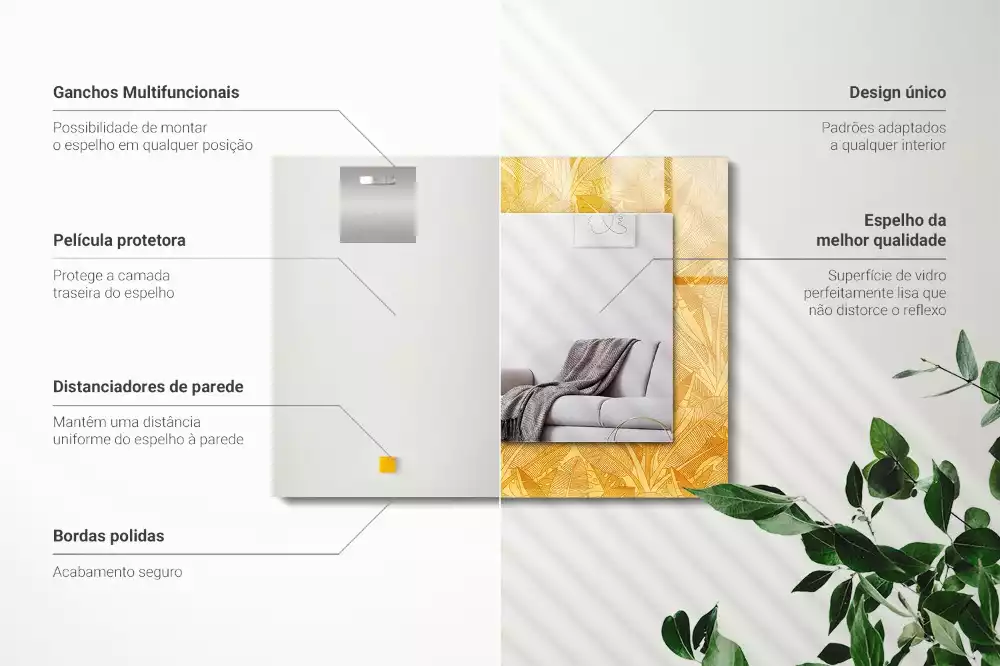 Oglindă imprimată Model frunze portocalii