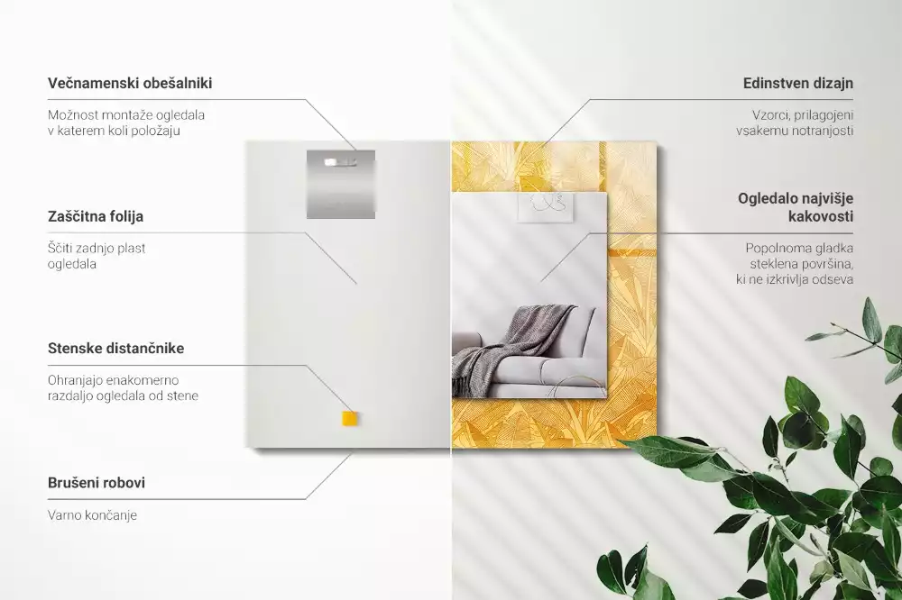 Oglindă imprimată Model frunze portocalii