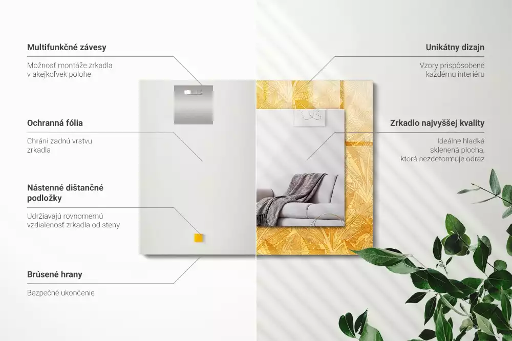 Oglindă imprimată Model frunze portocalii