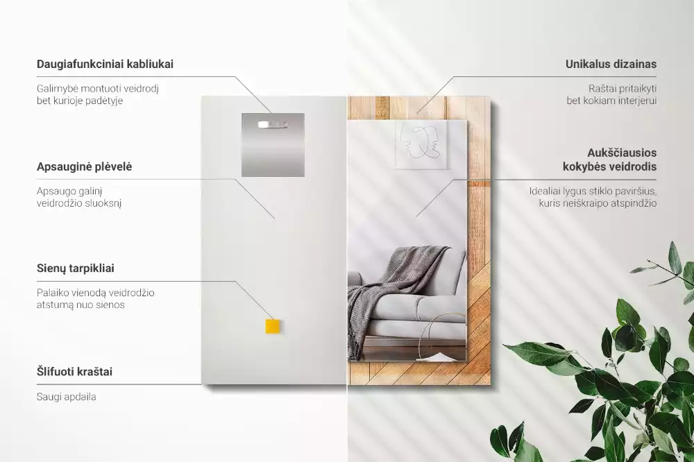 Decorațiuni de perete cu oglinzi Parchet din lemn