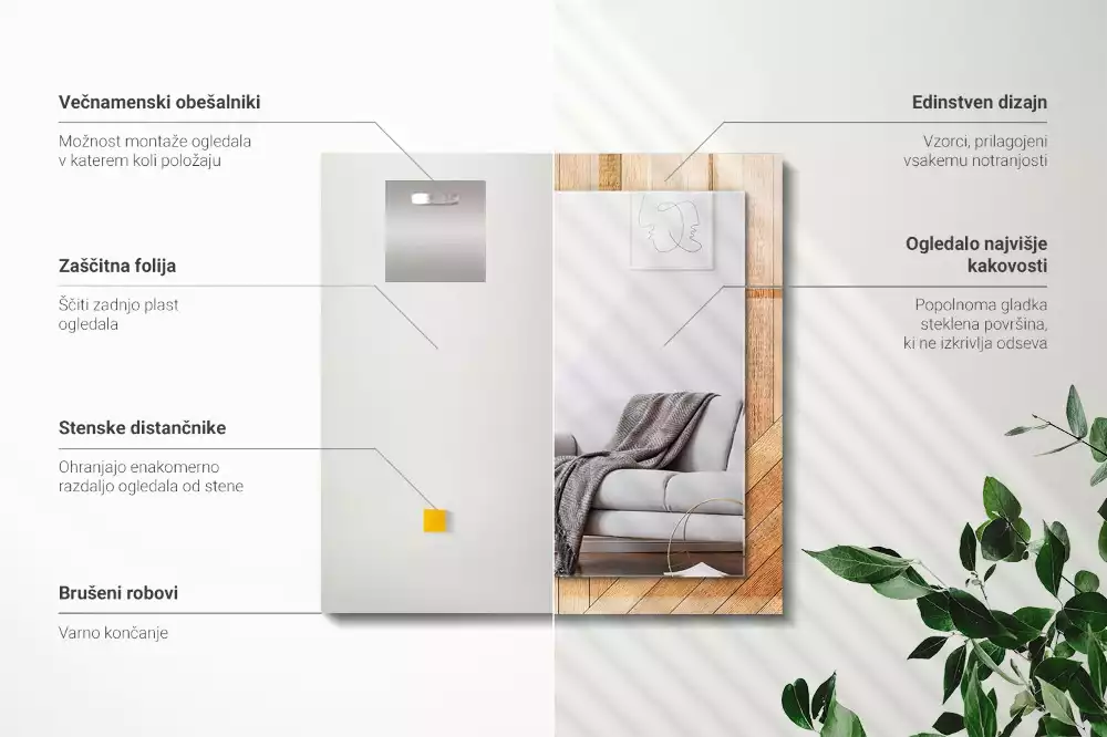 Decorațiuni de perete cu oglinzi Parchet din lemn