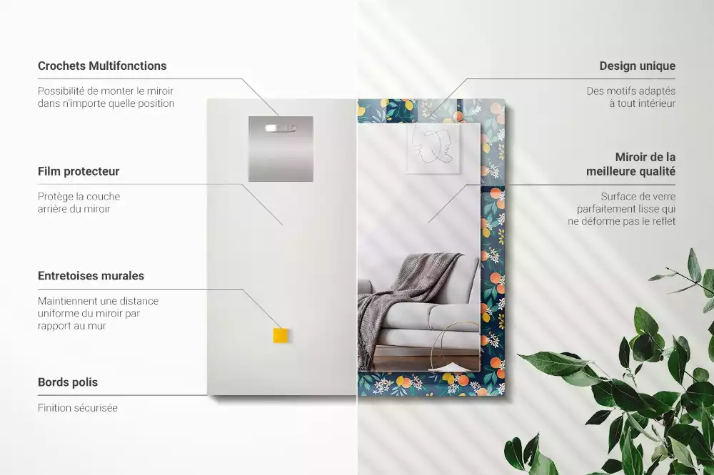 Decorațiuni perete cu oglindă Flori și fructe