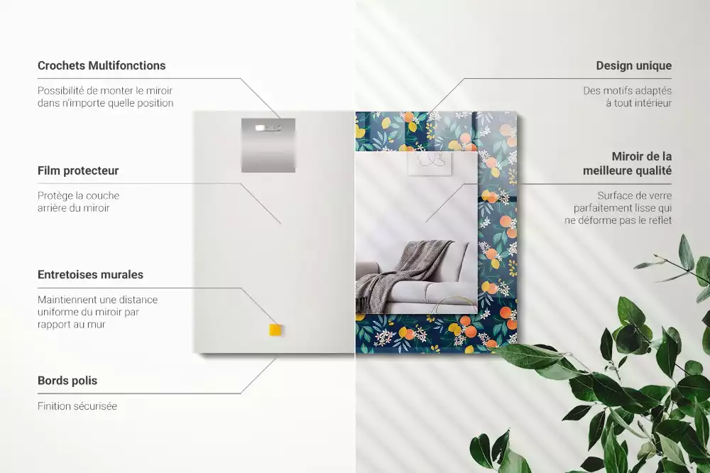 Decorațiuni perete cu oglindă Flori și fructe