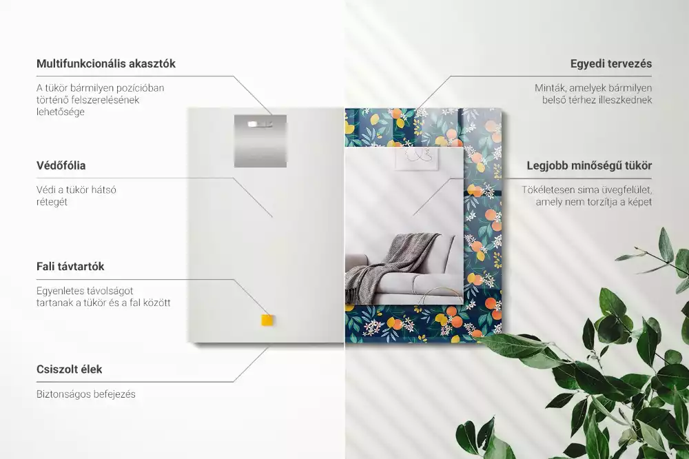 Decorațiuni perete cu oglindă Flori și fructe