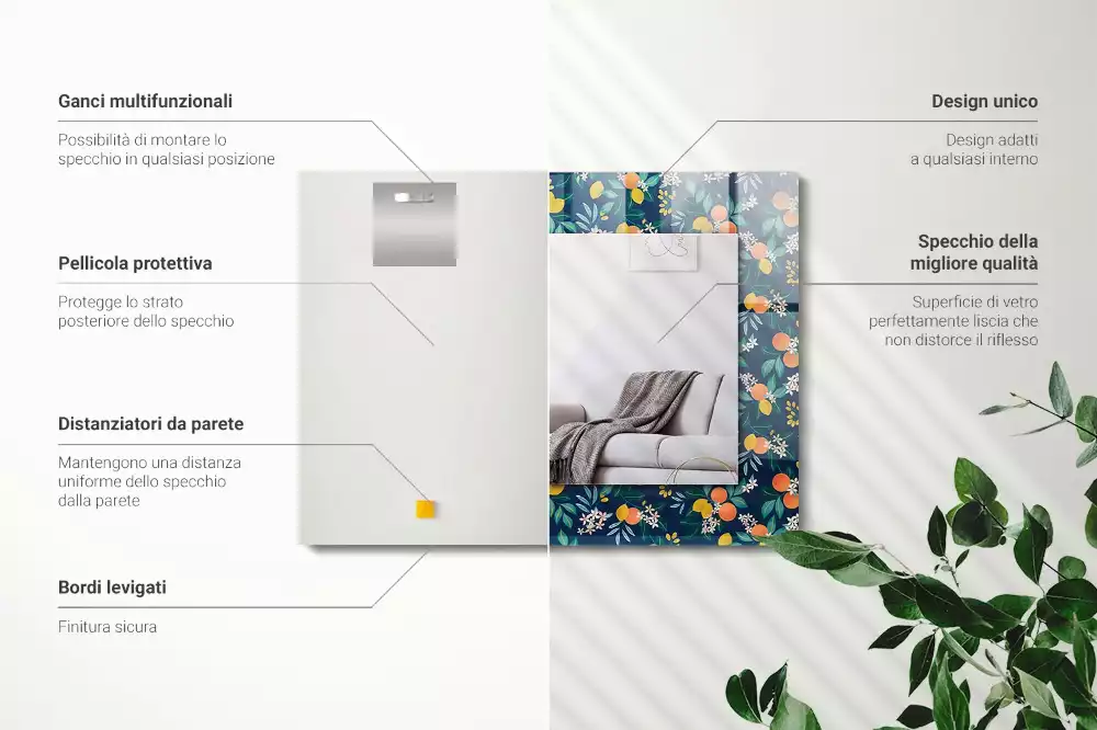 Decorațiuni perete cu oglindă Flori și fructe