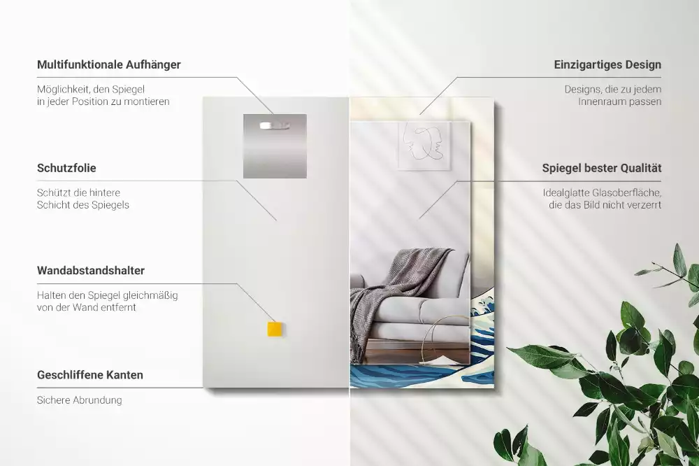 Decorațiuni de perete cu oglinzi Marea Mare din Kanagawa