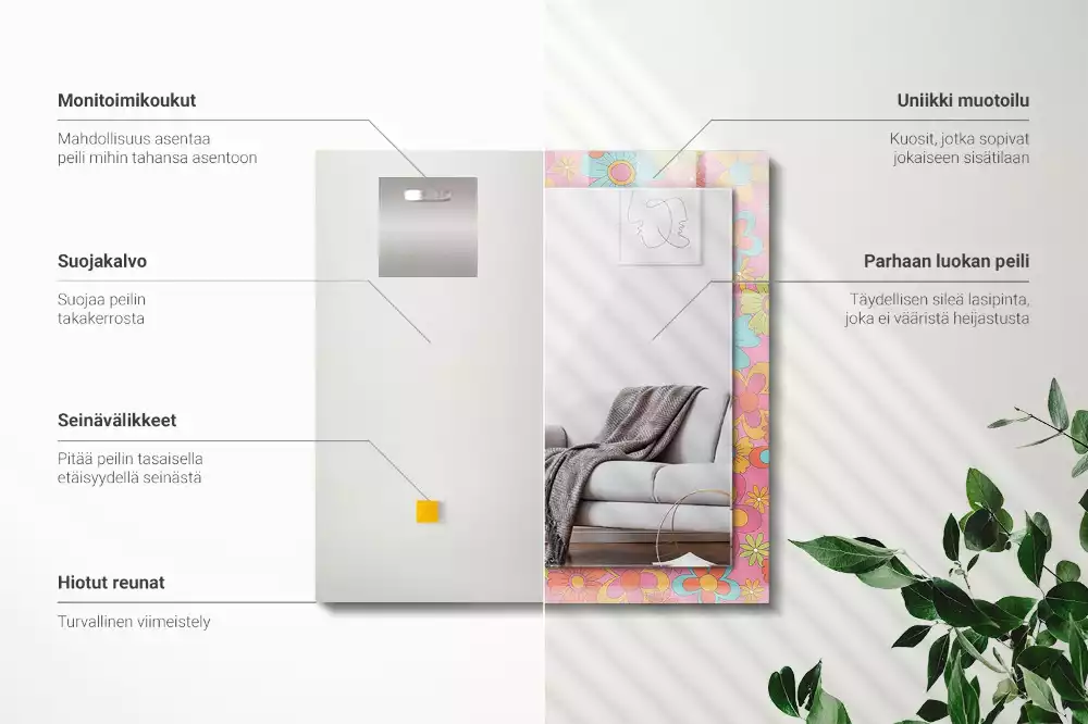 Oglindă imprimată Groove floral colorat