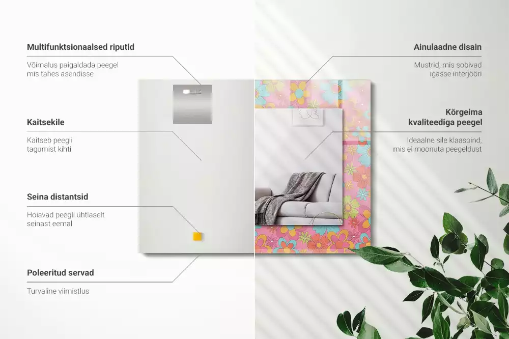 Oglindă imprimată Groove floral colorat