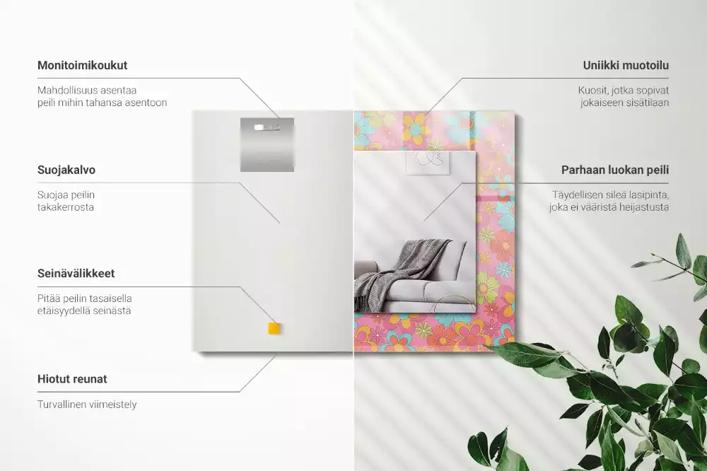 Oglindă imprimată Groove floral colorat