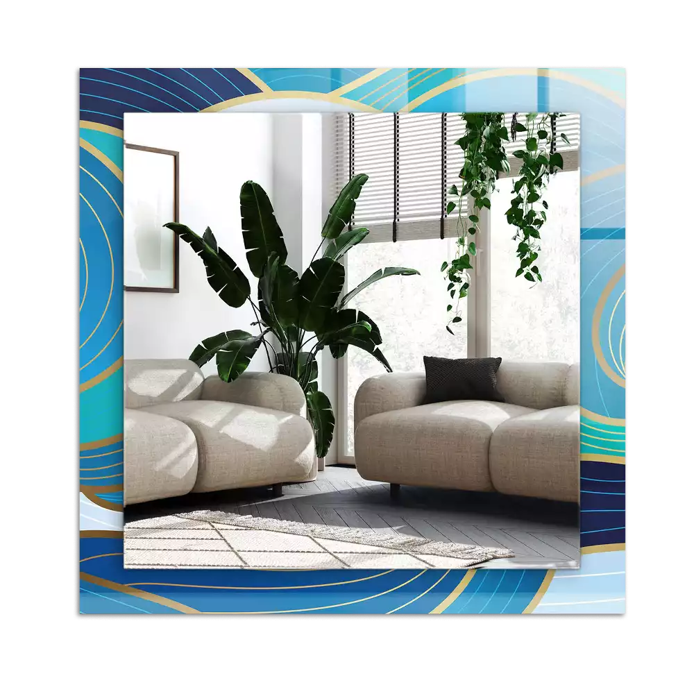 Decorațiuni de perete cu oglinzi Valuri modele albastre
