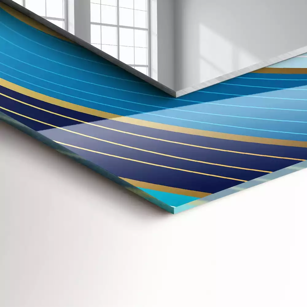 Decorațiuni de perete cu oglinzi Valuri modele albastre