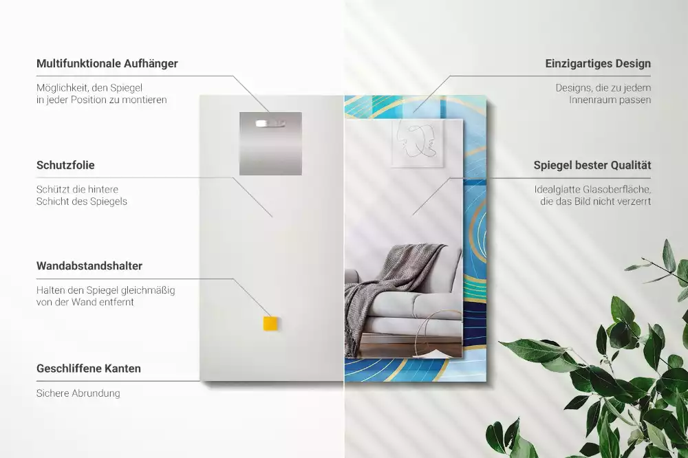 Decorațiuni de perete cu oglinzi Valuri modele albastre