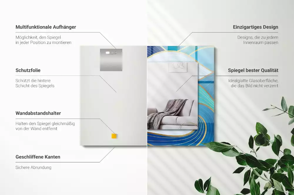 Decorațiuni de perete cu oglinzi Valuri modele albastre