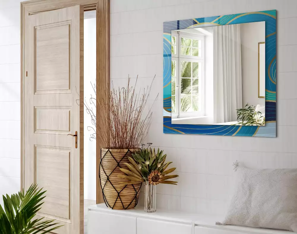 Decorațiuni de perete cu oglinzi Valuri modele albastre