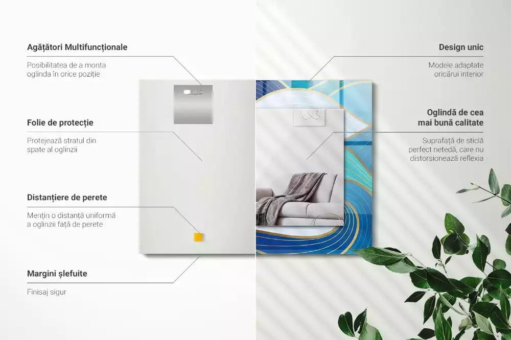 Decorațiuni de perete cu oglinzi Valuri modele albastre