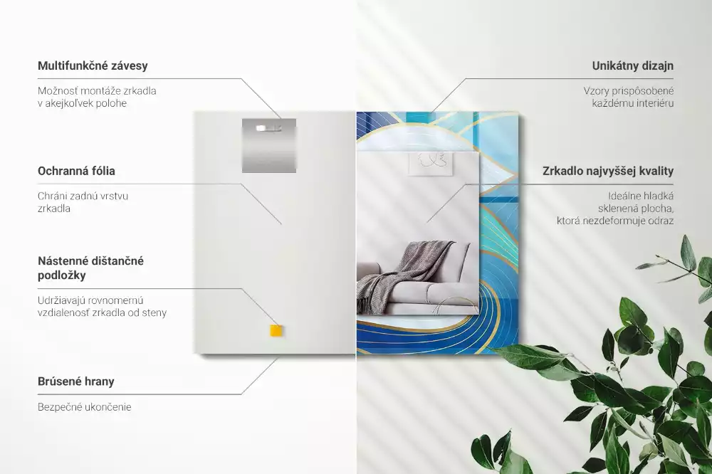 Decorațiuni de perete cu oglinzi Valuri modele albastre