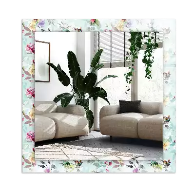 Oglindă imprimată Floral și păsări