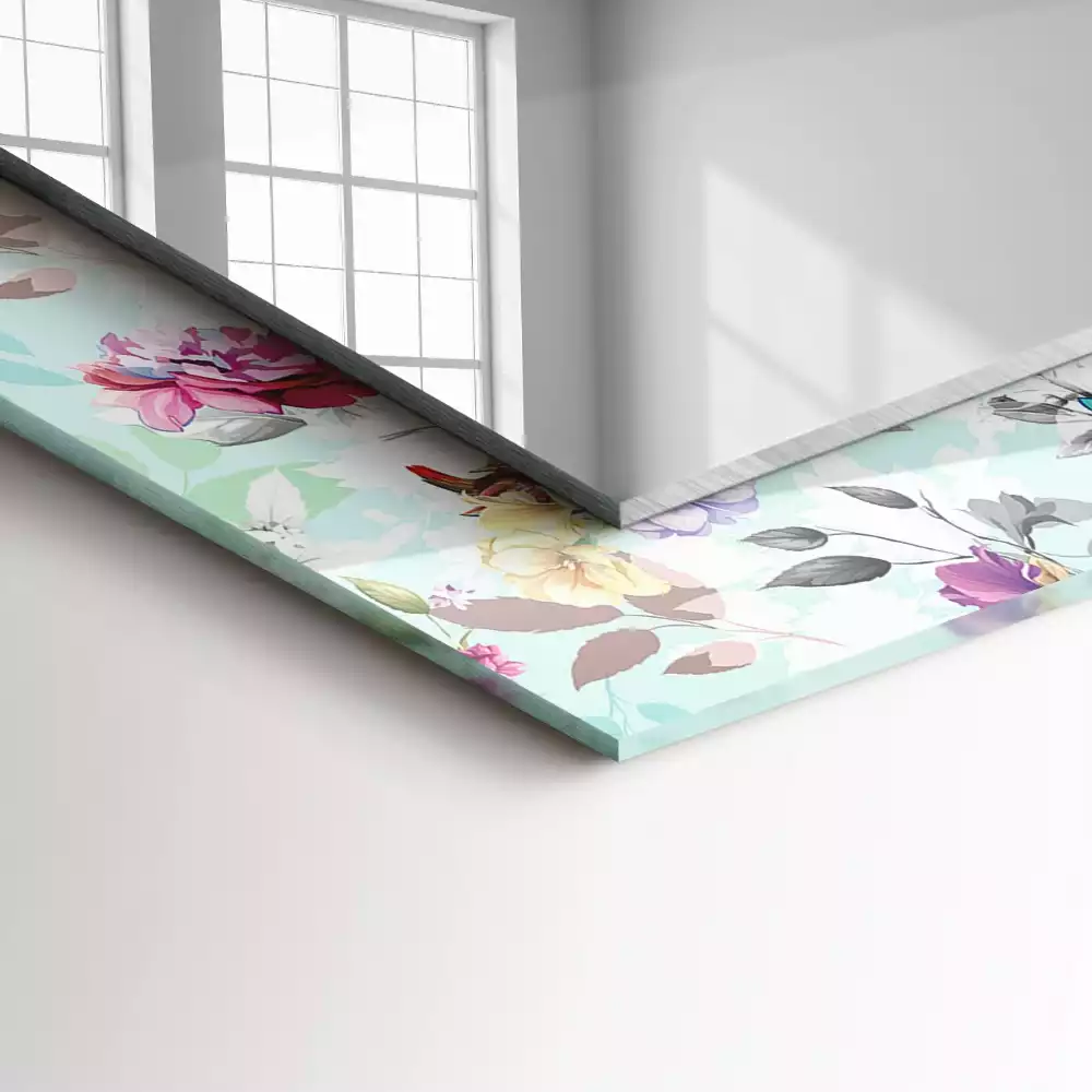 Oglindă imprimată Floral și păsări