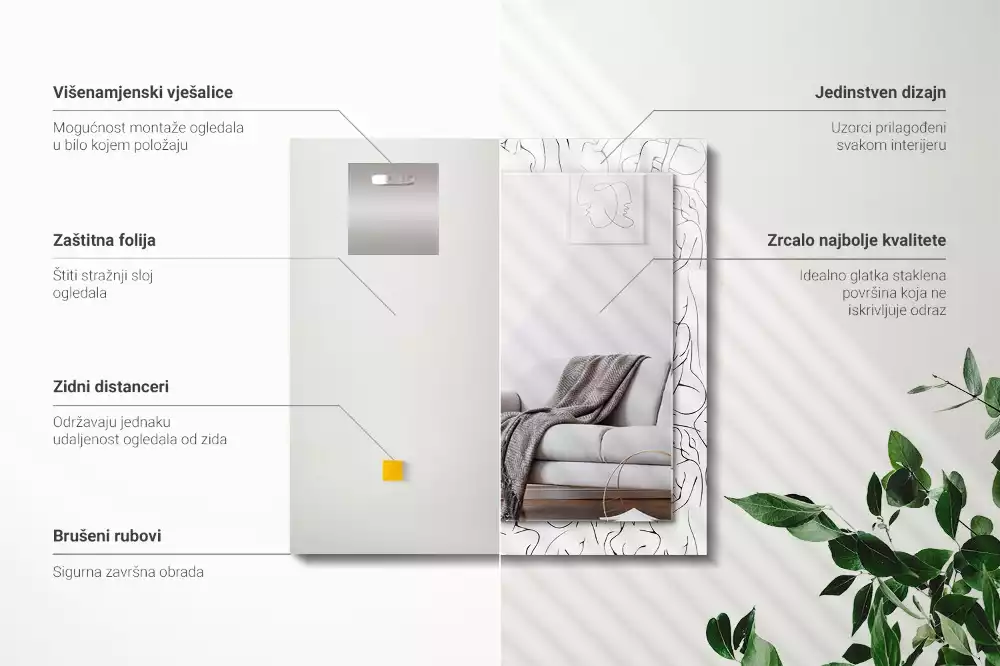 Decorațiuni de perete cu oglinzi Siluete feminine schiță