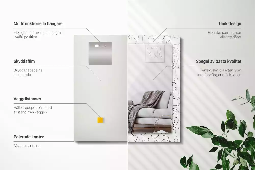 Decorațiuni de perete cu oglinzi Siluete feminine schiță