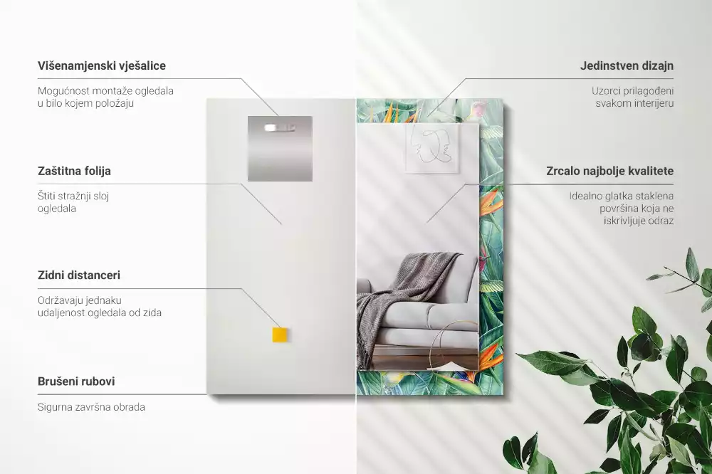 Decorațiuni de perete cu oglinzi Colibri și flori