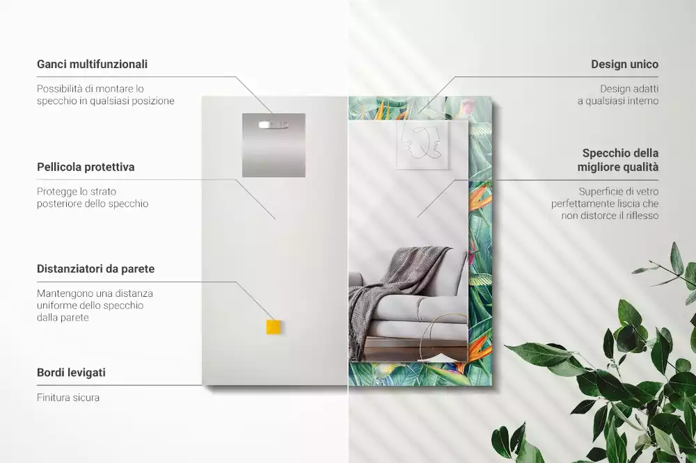 Decorațiuni de perete cu oglinzi Colibri și flori