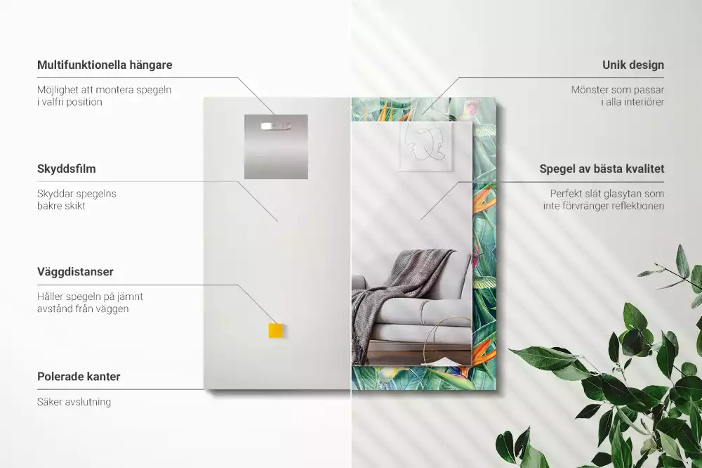 Decorațiuni de perete cu oglinzi Colibri și flori