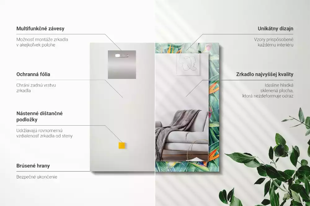 Decorațiuni de perete cu oglinzi Colibri și flori