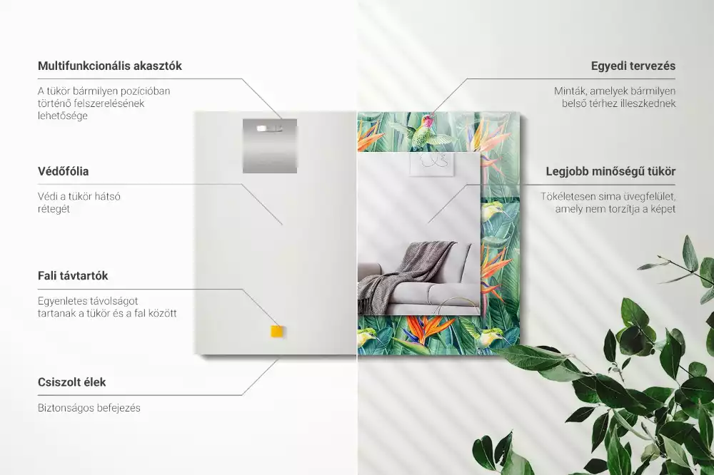 Decorațiuni de perete cu oglinzi Colibri și flori