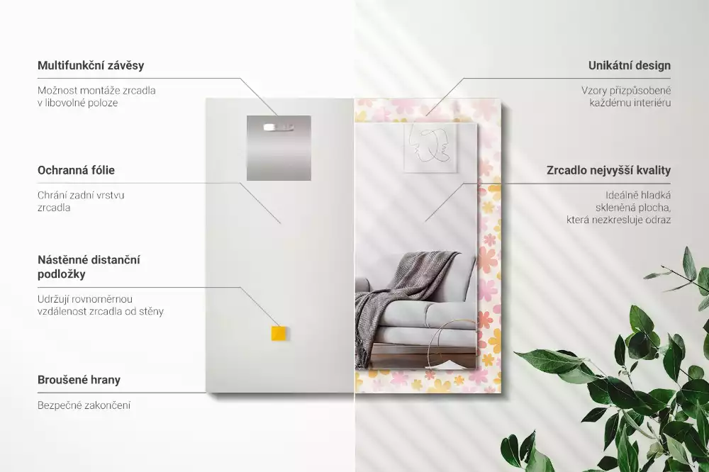 Decorațiuni perete cu oglindă Model floral