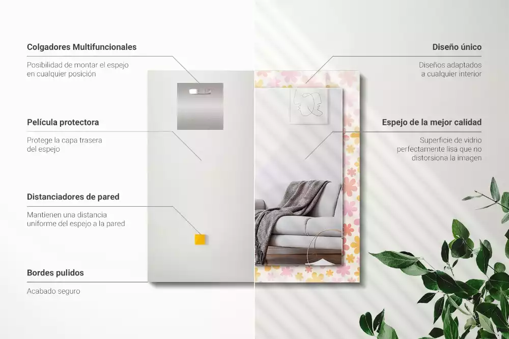 Decorațiuni perete cu oglindă Model floral