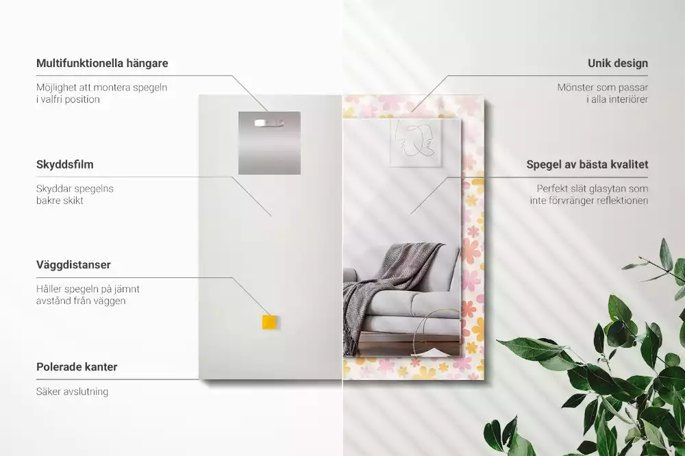 Decorațiuni perete cu oglindă Model floral