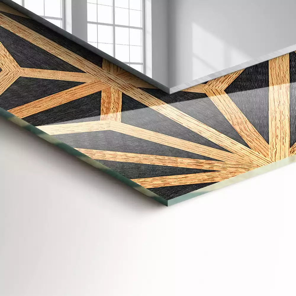 Oglindă imprimată Model geometric din lemn
