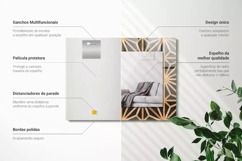 Oglindă imprimată Model geometric din lemn