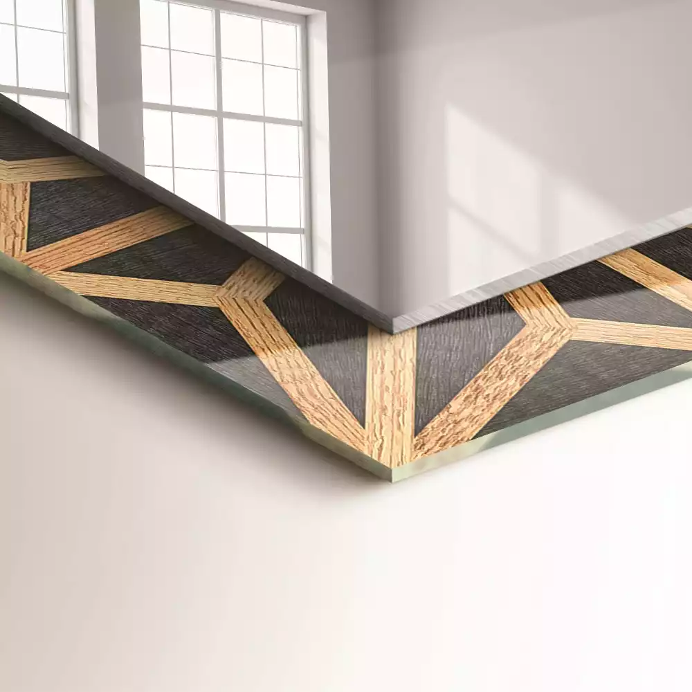 Oglindă imprimată Model geometric din lemn