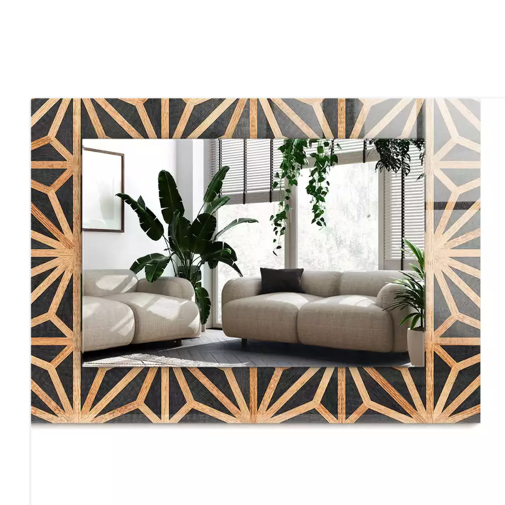 Oglindă imprimată Model geometric din lemn