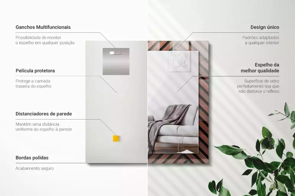 Decorațiuni perete cu oglindă Scânduri oblice din lemn