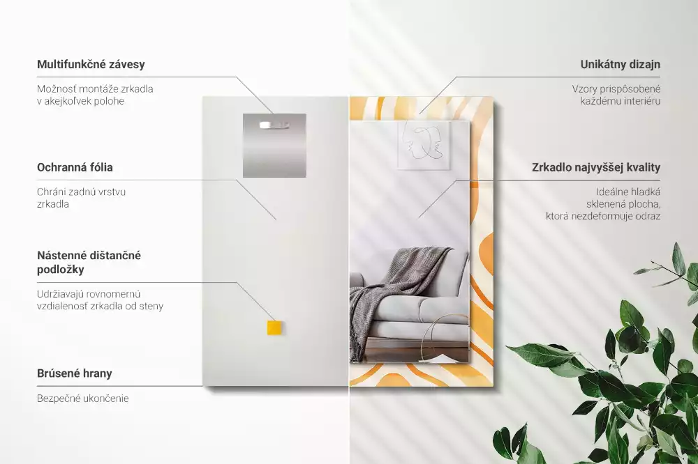 Oglindă imprimată Modele portocalii abstracte