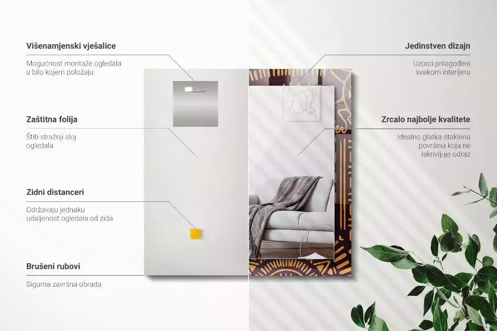 Decorațiuni perete cu oglindă Model etnic