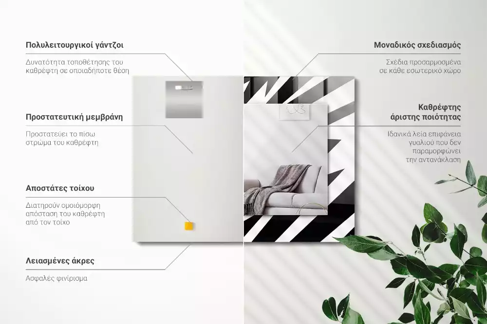 Oglindă imprimată Geometrie alb-negru