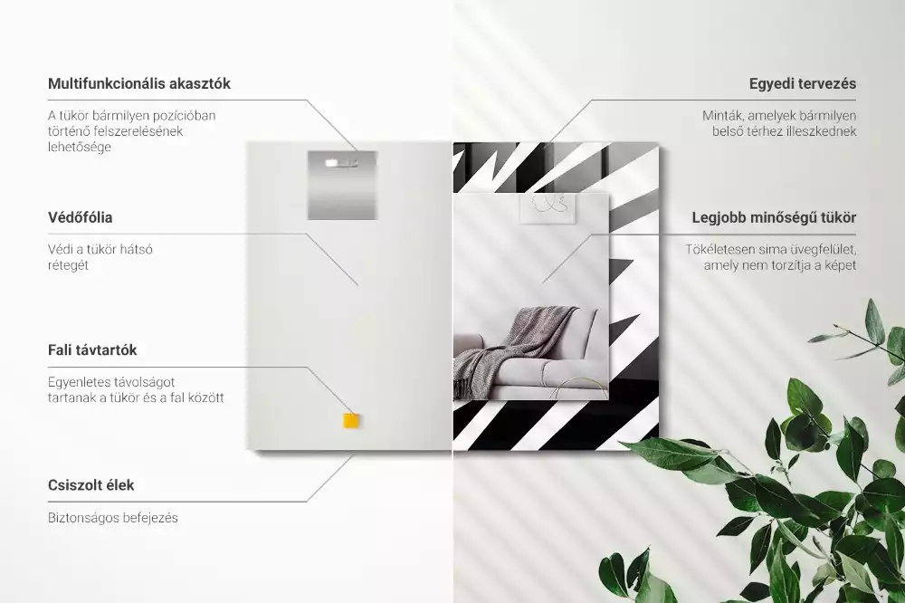 Oglindă imprimată Geometrie alb-negru